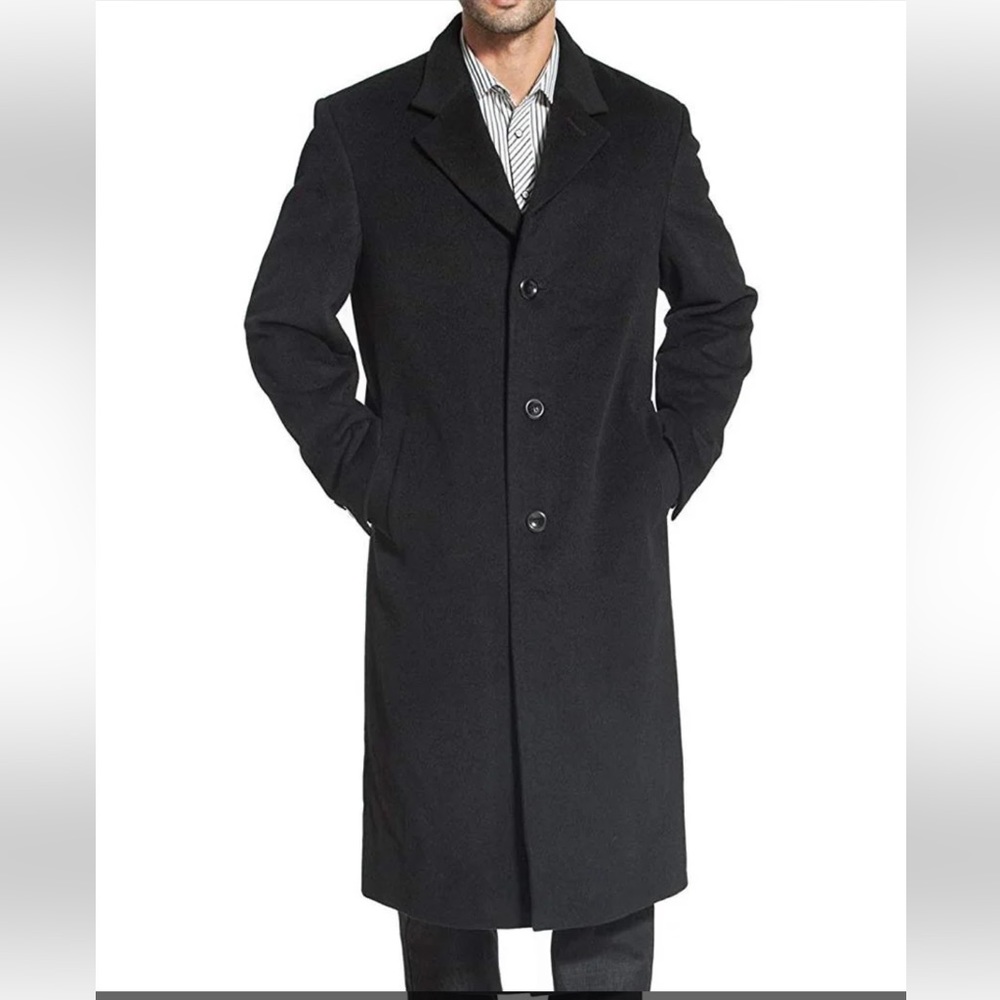 Mans 3XL Black Wool Overcoat